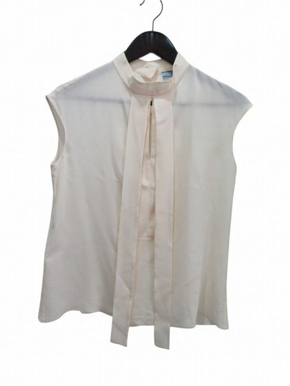 Prada Sleeveless Bow Tie Blouse Silk White 38